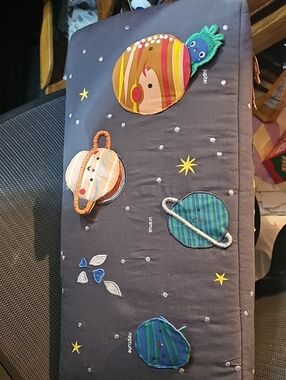 Crate&Barrel Navy Quilted Space Baby Tummy Time Toy